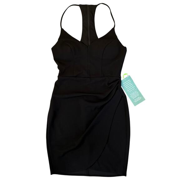 NWT B. Smart Black Bodycon Dress Tulip Hem Racerback Juniors Size 7 HOCO - Picture 1 of 15